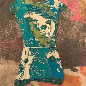Blue and green short sleeve dress